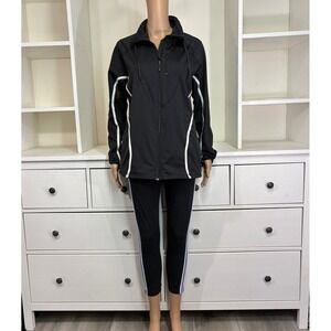 Adidas bundle Climalite Black White Jacket and Cropped Leggings Womens size M